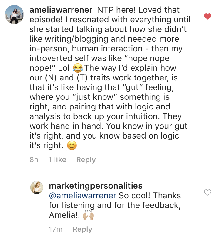 Marketing Personalities testimonial from Amelia