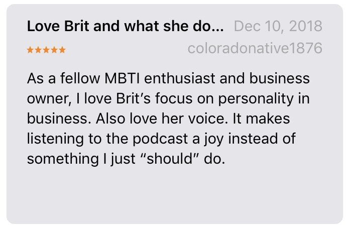Marketing Personalities testimonial iTunes review