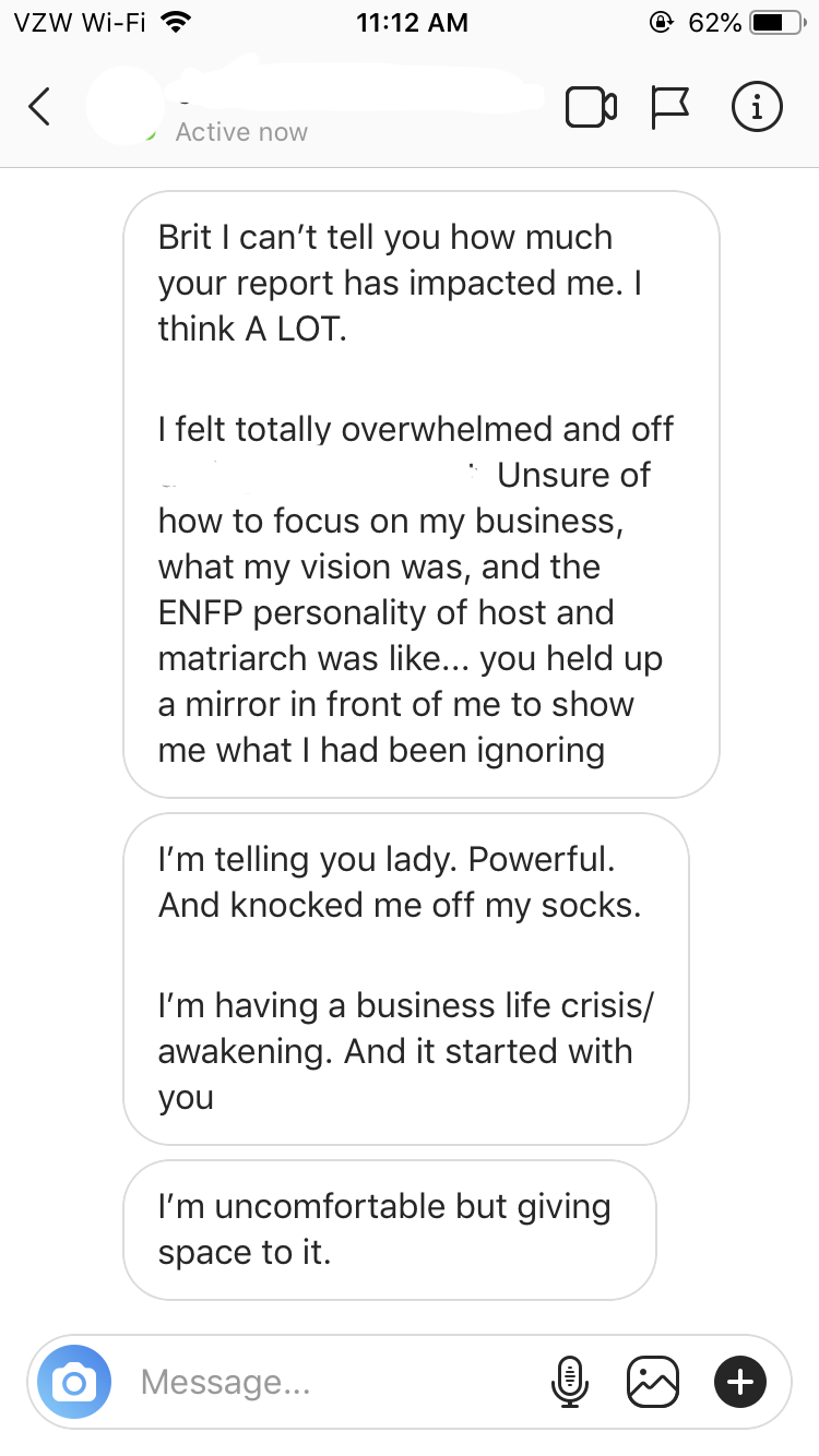 Marketing Personalities testimonial anonymous