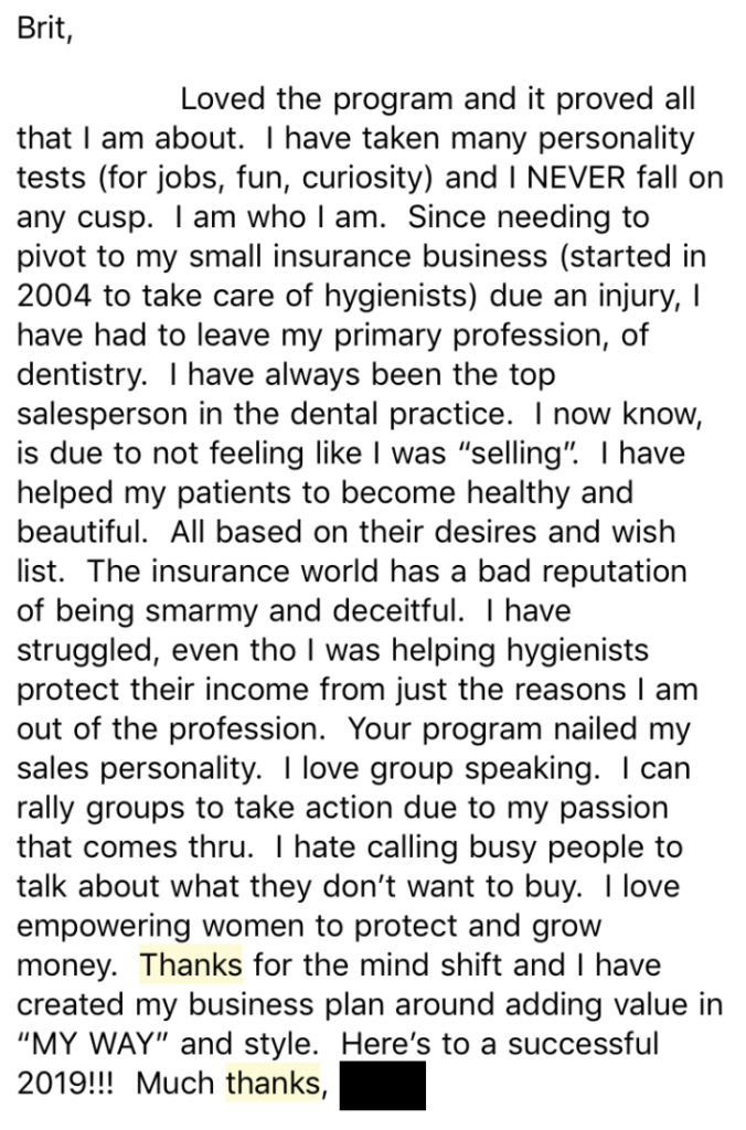 Testimonial - ESTJ